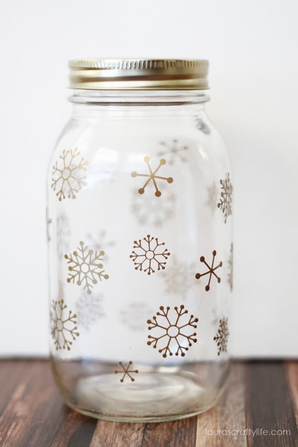 best adhesive vinyl project snow flake gift jar