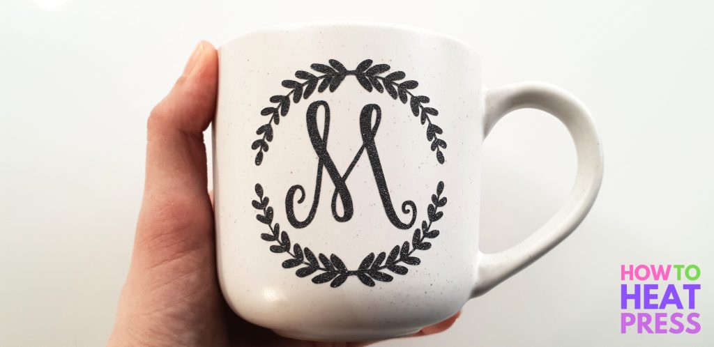 custom mug with adhesive vinyl