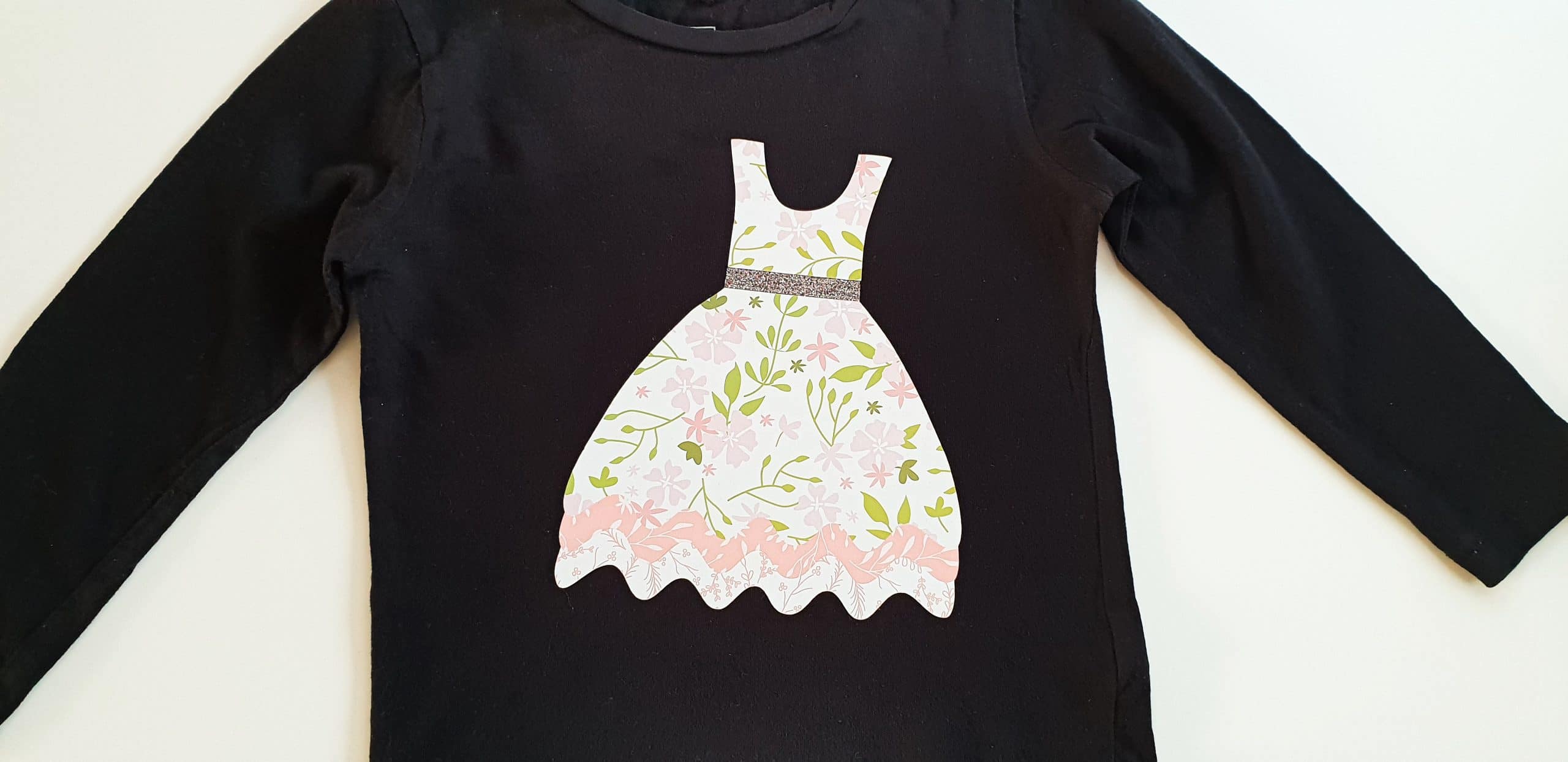 cricut easypress patterned vinyl project dress on black top