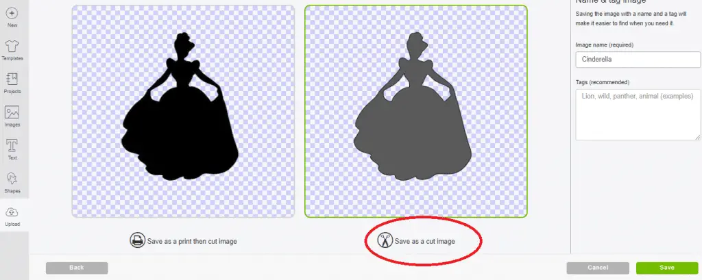 save image as a cut file design space