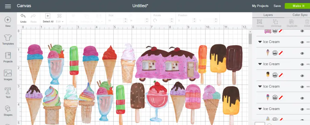 organize all the clipart onto the printable vinyl to print and cut