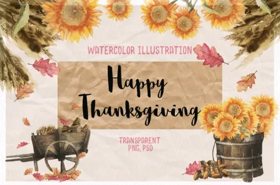 happy thanksgiving clipart watercolor