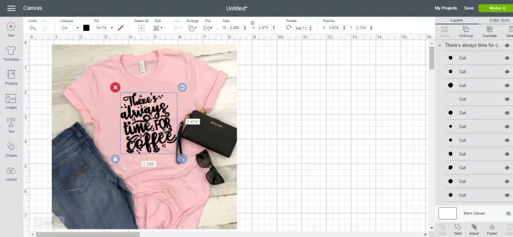 using flatten in mock up with cricut design space