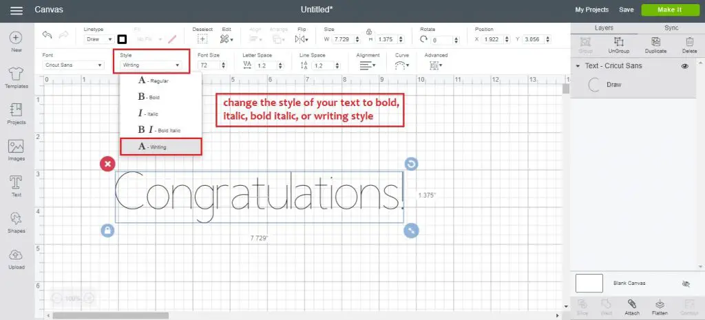 how to change text in cricut design space