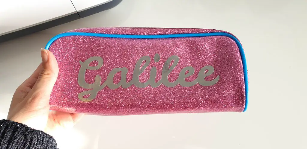 pink glitter case with vinyl name design