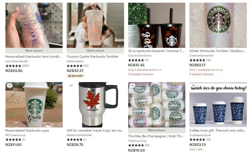 etsy starbucks tumbler