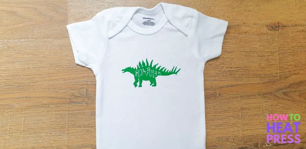 cricut joy baby onesie green flocked HTV dinosaur