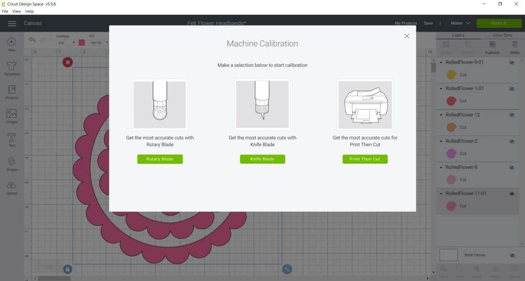 how do you calibrate a cricut blade