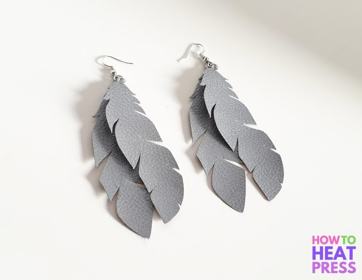 faux leather feather earrings