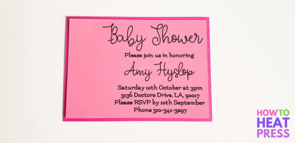 pink baby shower invitation made with cricut pens