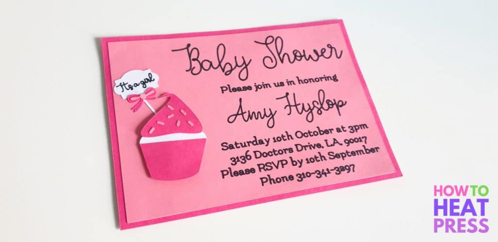 pink baby shower invitation written with cricut pens