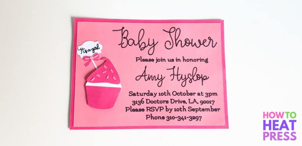 pink baby shower invitation made with cricut maker and pens